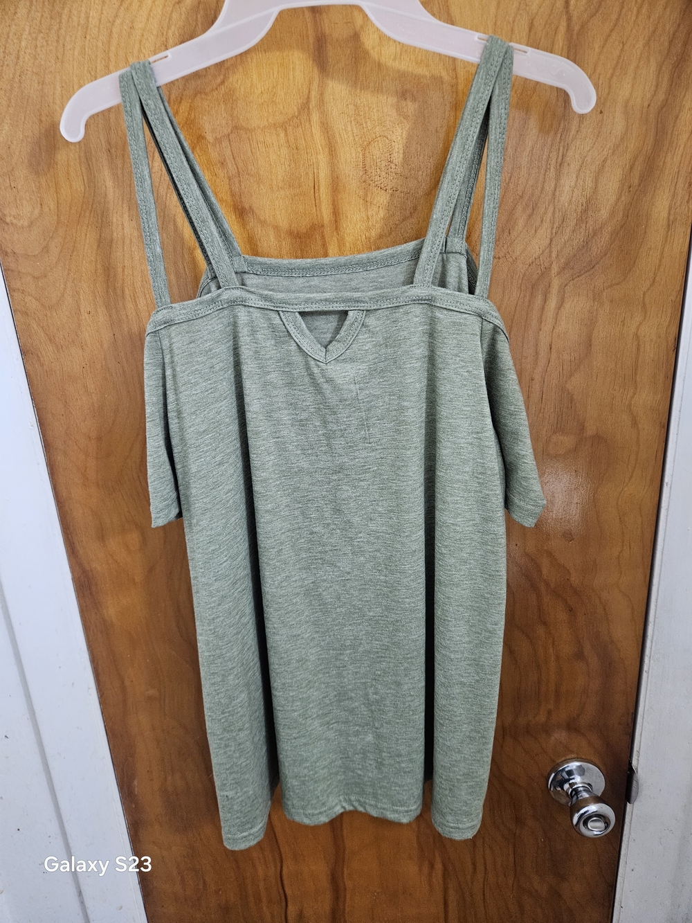 SHEIN Olive Sage Double-Strap Cold-Shoulder Cami Top